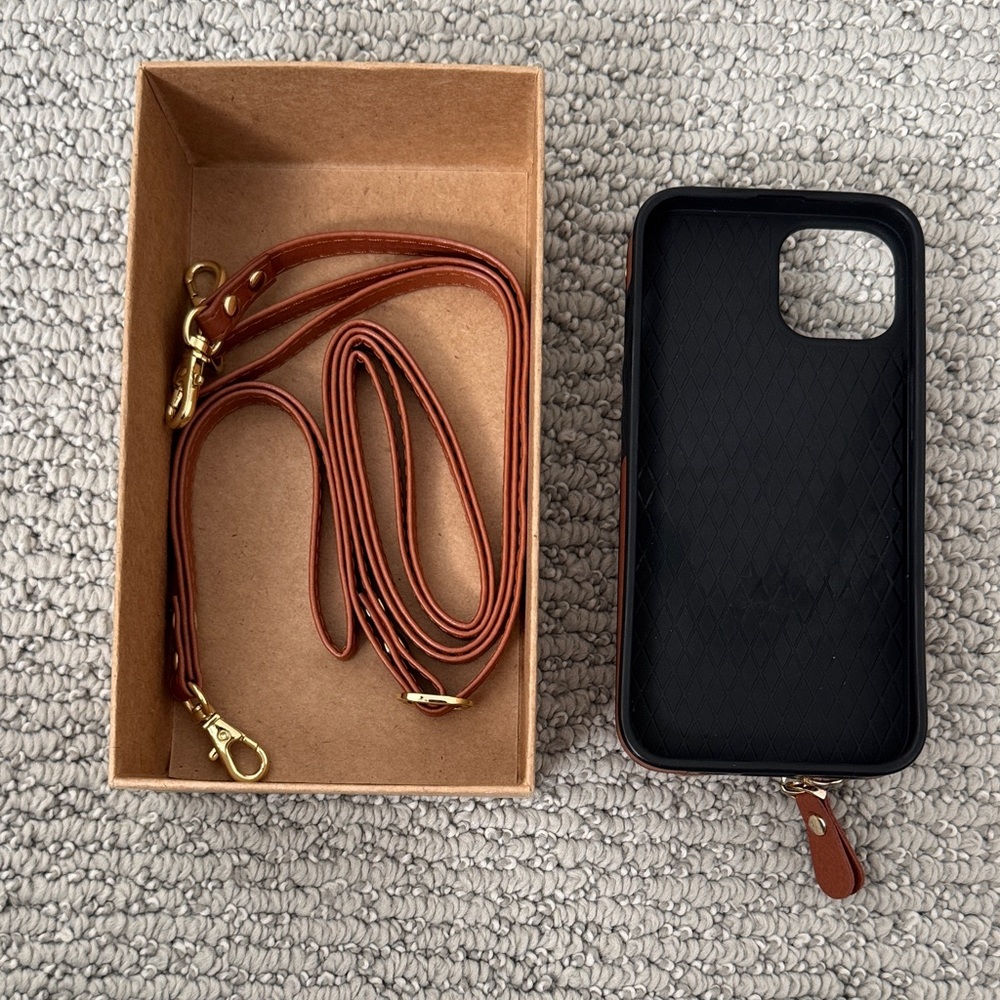 Elegant Brown Phone Case with Brown Strap